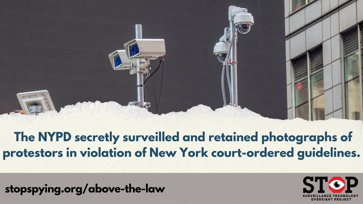 STOPSpyingNY's tweet photo. The use of #surveillance tech to spy on protestors by @NYPDnews is a direct violation of our right to assembly & free speech. Learn more in STOP's latest white paper. #POSTAct @FoxCahn @mEleniManis
https://t.co/0oSDxqBiwO https://t.co/Zlr0IDzMiA