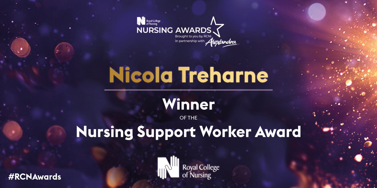 rcni's tweet photo. !!WINNER!!
Congratulations to Nicola Treharne from @HywelDdaHB
- winner of the Nursing Support Worker category of the RCN Nursing Awards.
In her role as perinatal peer mentor support worker, Nicola significantly developed the support &amp; interventions given to women.
#RCNawards https://t.co/dT271lV0Lq