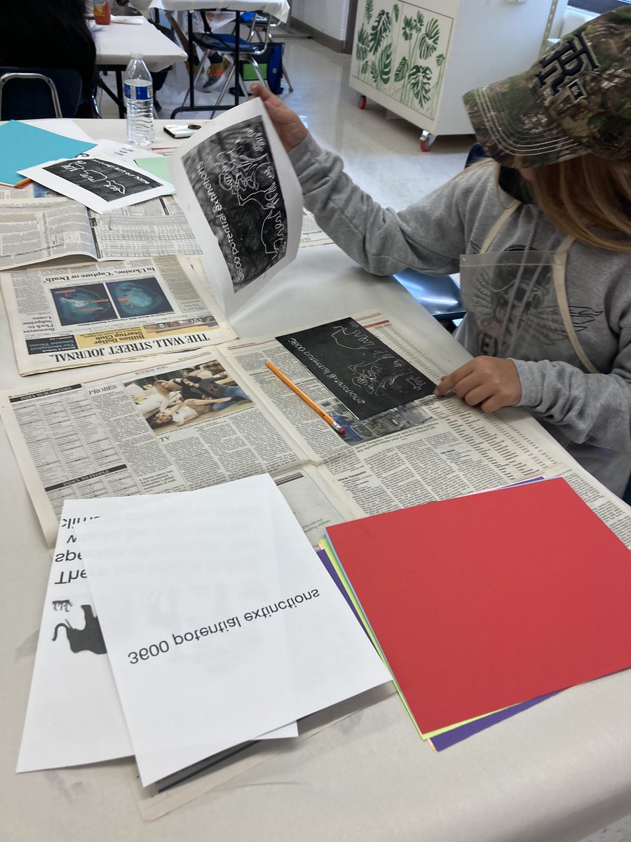 EcologyAnd's tweet photo. Students are using data and research from the #highwaterline project as the concept for their printmaking project. @HCSD_ILC @HilliardSchools #printmaking #climatechange #advocacy https://t.co/7b6dmogRZh