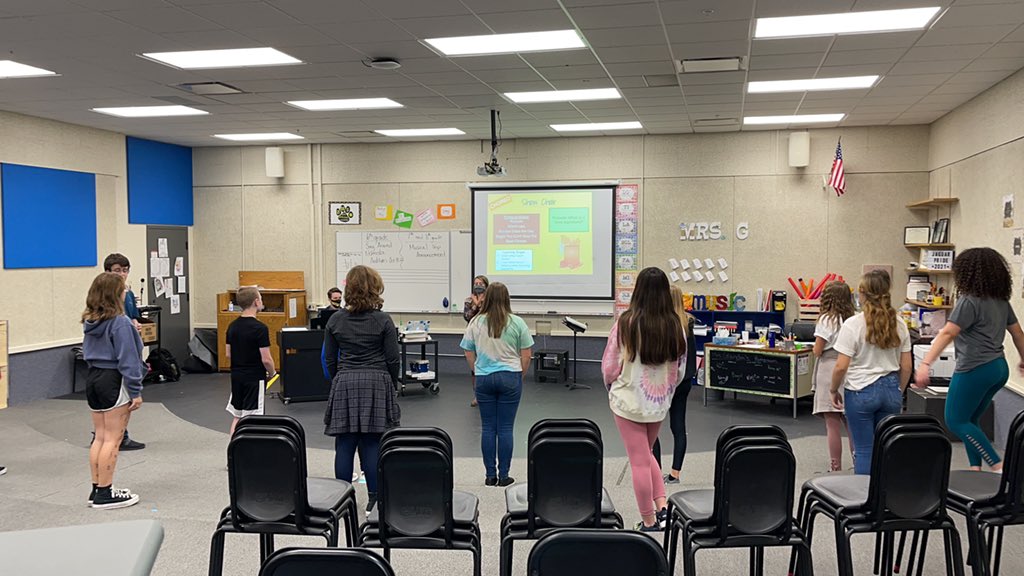 Mrs. Glandon’s Show Choir class learning some new moves today. #jagpride