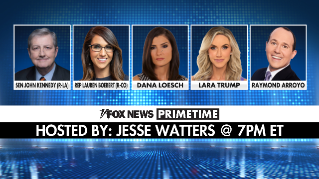 JesseBWatters's tweet image. TONIGHT: I'm back to host Fox News Primetime at 7pm ET- Tonight's Guests: @SenJohnKennedy @laurenboebert @DLoesch @LaraLeaTrump @RaymondArroyo - See you @ 7!