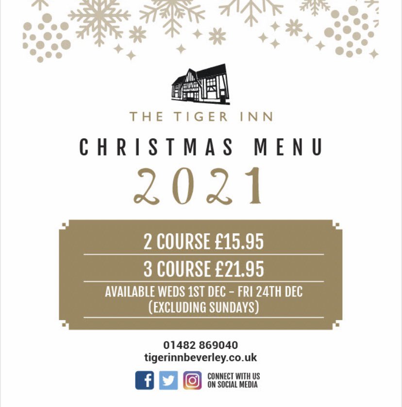 TigerInnBev's tweet image. Our Christmas menu is now here!Bookings now being taken, Large groups catered for 🎄🎄
