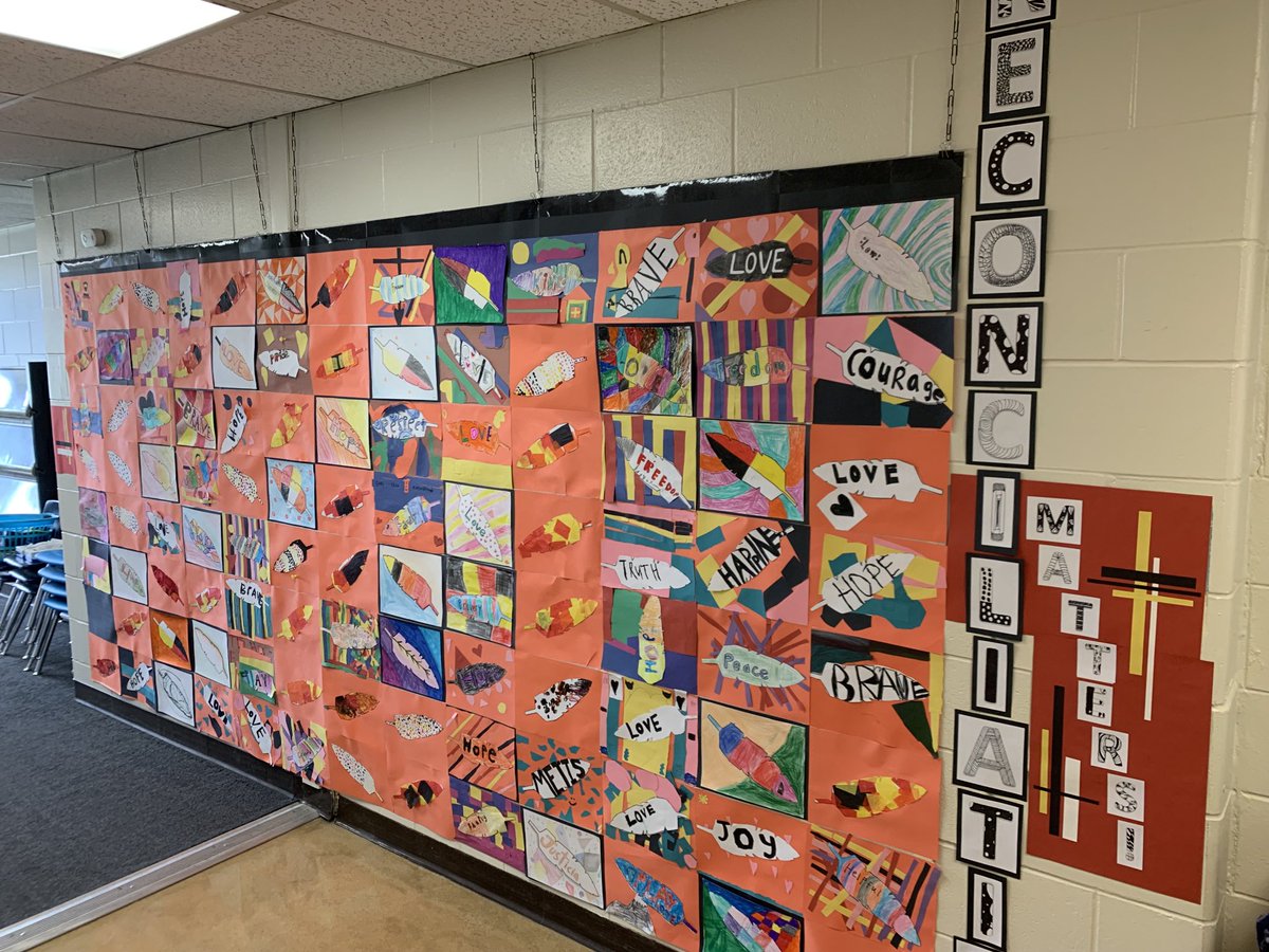 HarryWHBell's tweet photo. Ss ⁦@pennerLRSD⁩ are committed to reconciliation. In pop art (and life!) a little bit becomes a whole lot when everyone works together! #reconciliationmatters https://t.co/WqR9f1P6Tb