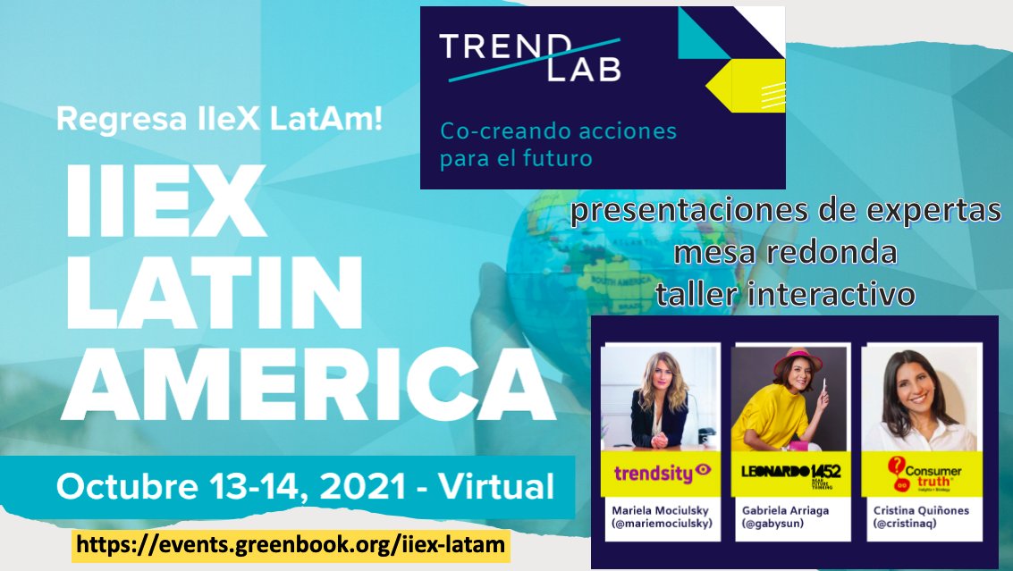consumer_truth's tweet photo. MAÑANA nuestra CEO @cristinaq será parte del #IIeXLATAM, el mayor evento de la industria de los #Insights en Latinoamérica 👏🏾 Junto a @mariemociulsky de @TrendsityLatam y @gabysun de @Leonardo1452 realizarán el Workshop #TrendLAB 🔥 No te lo pierdas!
👉🏾 https://t.co/8hbV82WAap https://t.co/7O4AW7wxKU