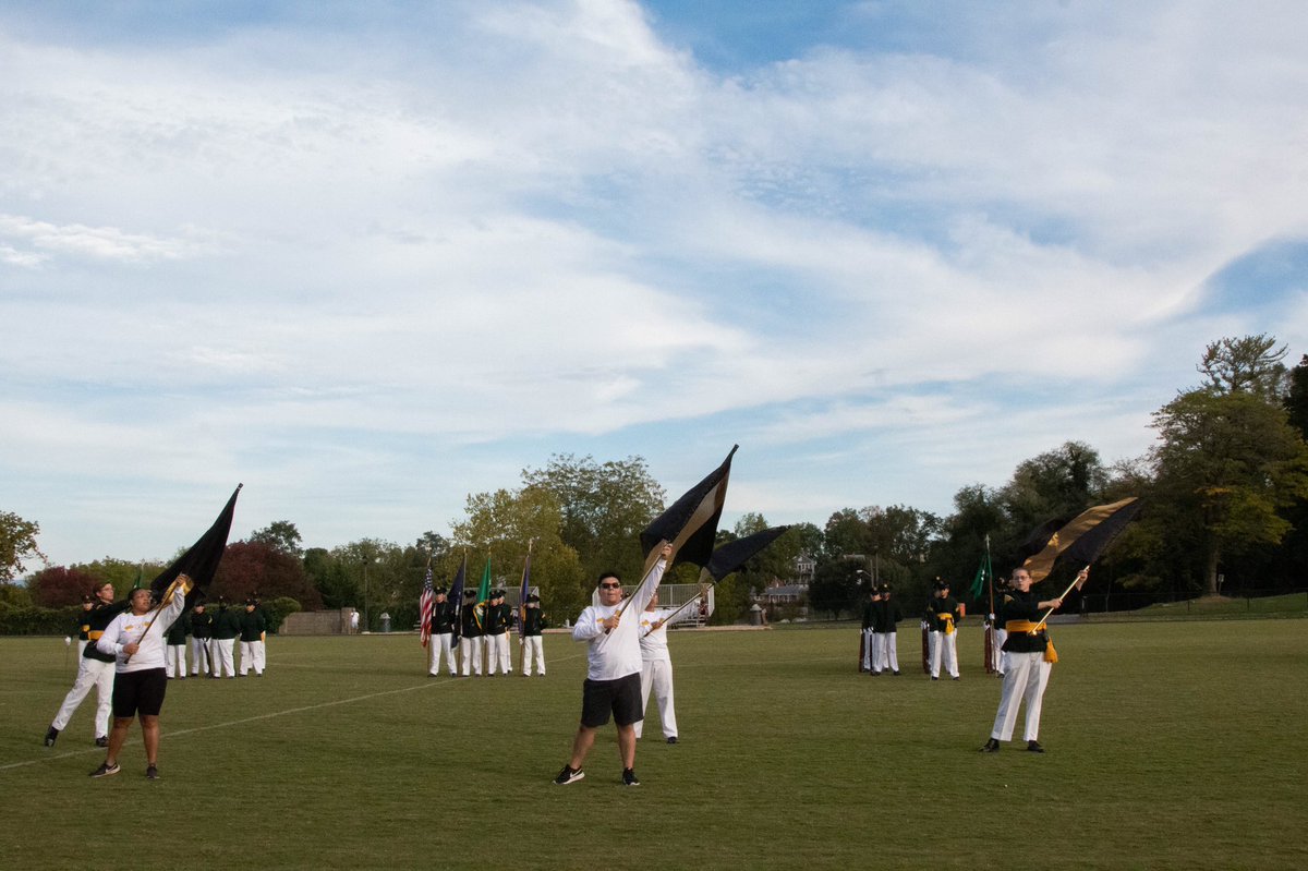 VWILCorps's tweet photo. #VWIL hosted a Twilight Tattoo 10-2-2021 for #FamilyWeekend highlighting drill teams, MBU band, MBU flag corps. Thanks to family, friends and alumni traveling far and near. https://t.co/r2pHc39wKH