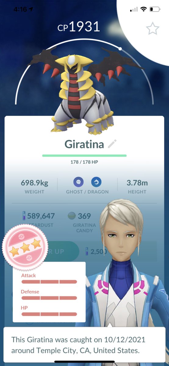 I’m having a pretty good day in PoGo today! Ended my sets with a 5-0 and just caught a hundo Giratina courtesy of <a href="/mhndztr/">MhndztrRey</a>! 😍🥰 #getrekt #battlers #GirlsThatPvP #thepowerofthehelmet #pokemon #pokemongo #GOBattleLeague #gbl #makingMargaretproud #happyash #celebi