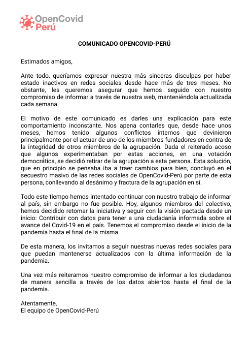 OpenCovid-Perú tweet media