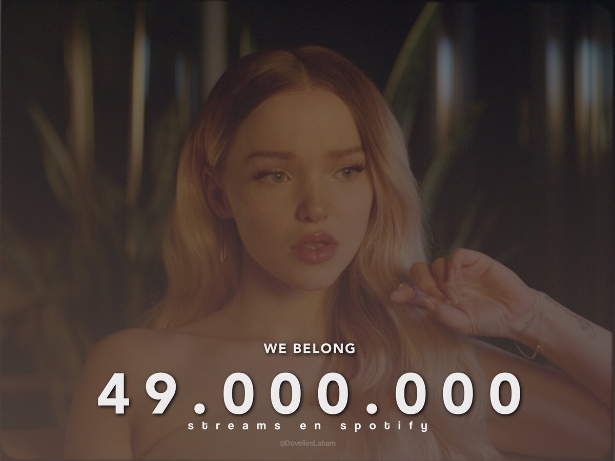 📲 We Belong de <a href="/DoveCameron/">Dove Cameron</a> ha llegado a los 49m streams en Spotify, falta poco para los 50m!!