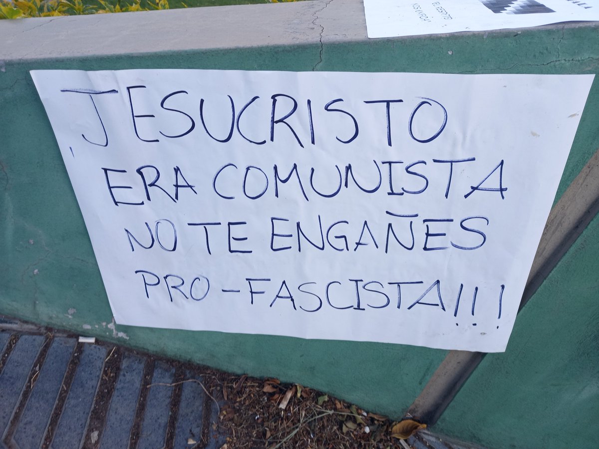 Poster spotted in Cochabamba, Bolivia: 'Jesus Christ was a communist. Don't let yourselves be fooled, pro-fascists!'