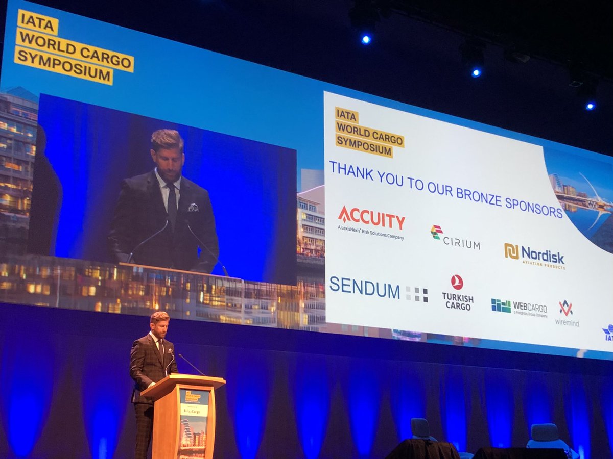 NordiskAviation's tweet photo. Brendan Sullivan opening @IATA WCS 2021 in Dublin with thanks to the sponsors 👍 #IATAWCS #AirCargo #NordiskAviationProducts #FireShield #thinkoutsideourbox #MakingAirCargoSafe #Nordisk #AirFreight #Cargo #Logistics #UnitLoadDevice #FlyNordisk https://t.co/8KtNoTR5yZ