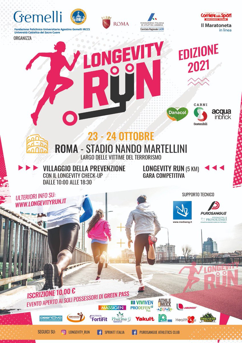 stecacMD's tweet photo. Il 23 e 24 ottobre ti aspettiamo per il #longevitycheckup 🩺♥️ e per correre con noi la #longevityrun 🏃🏻‍♂️🏃🏼🏃🏾 una due giorni dedicata alla prevenzione ed alla promozione di un corretto stile di vita #healthyliving #healthyaging https://t.co/sbDFInfL2C