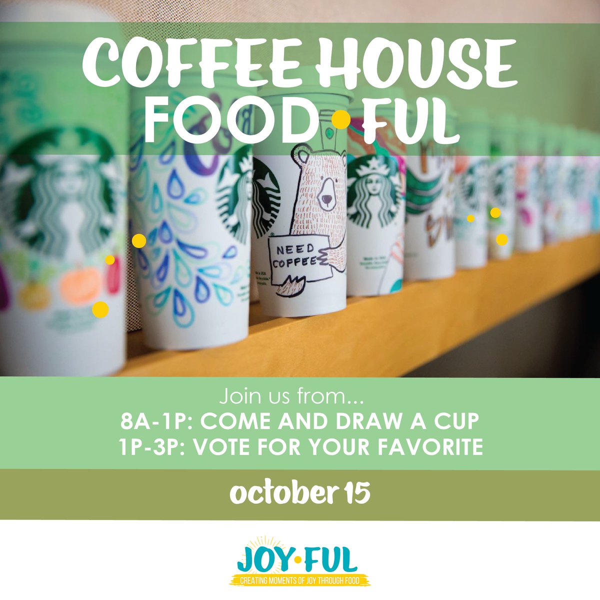 QueensDiningClt's tweet photo. Show off your artistic talents this Friday at the Coffee House 🎨 

Join us from 8a-1p and decorate a Starbucks cup. Then come back from 1p-3p and vote for your favorite design! Winner will receive $10 Lion's Dollars.

See you Friday! https://t.co/2vDrLVo6fY