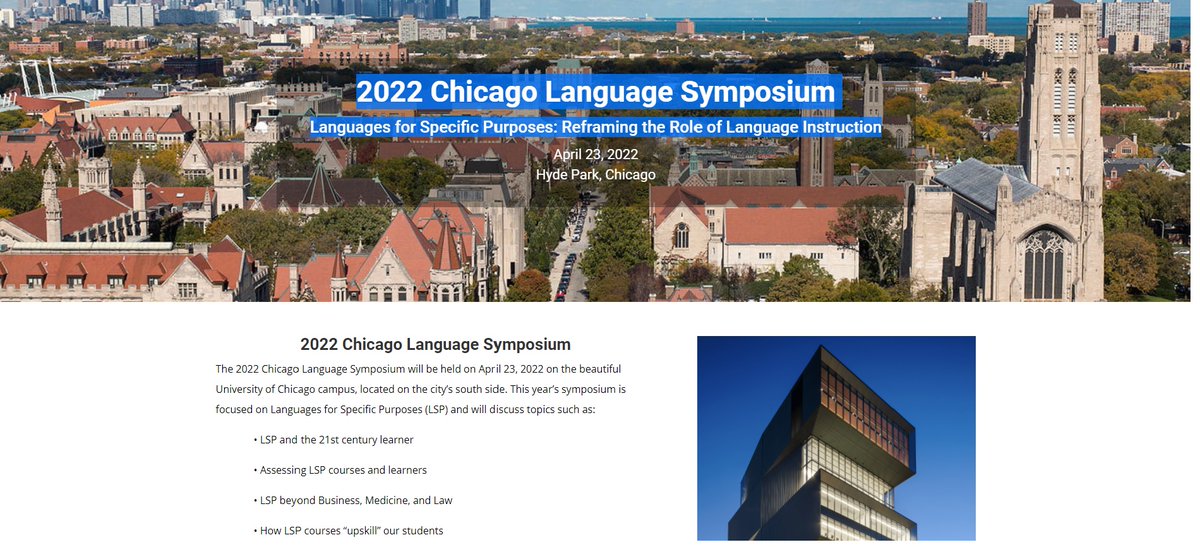 koenraad's tweet image. #CFP for the 2022 Chicago #Language Symposium &apos;Languages for Specific Purposes: Reframing the Role of Language Instruction&apos; notified at Linguacop, THE Community of Practice for #LSP teachers:  linguacop.eu @ProjectCatapult @LinguaClick #LinguaCoP #ESP #EAP #EMI @FIPLV