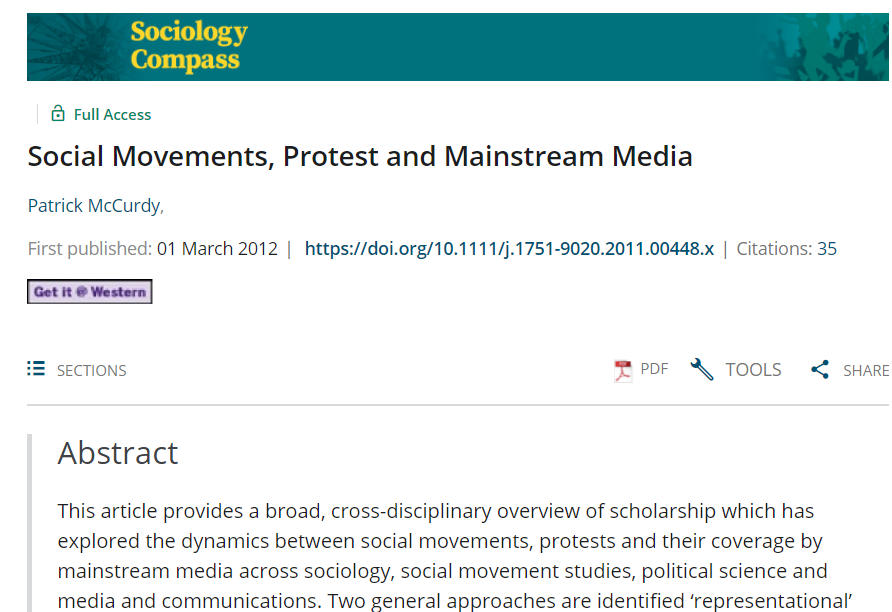 If you are looking for a great review of issues relating to social movements and media, I might suggest the overview offered by <a href="/pmmcc/">Patrick McCurdy</a>. Just reading it for a class prep and very much appreciate how accessible it is and how many bases are covered! onlinelibrary.wiley.com/doi/full/10.11…