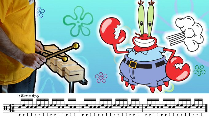 I transcribed the "Mr. Krabs Walking" sound effect. Check it out here - https://t.co/hTGXdGMakE @Nickelodeon<a href="/tag/marchingarts"class="tags"><span>#marchingarts</span></a><a href="/tag/emcproductions"class="tags"><span>#emcproductions</span></a><a href="/tag/tenordrums"class="tags"><span>#tenordrums</span></a><a href="/tag/carrmenheights"class="tags"><span>#carrmenheights</span></a>