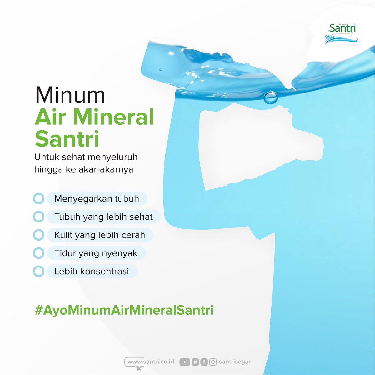 SantriSegar's tweet photo. Air Mineral Santri adalah pilihan terbaik untuk kebutuhan minum kita. Kesegarannya bersumber dari mata sumber Umbulan Pasuruan yang terkenal dengan lingkungan terawat, alami, dan bersih. 
Yuk, minum Air Mineral Santri!

#AirSantri #Umbulan #MineralMurni https://t.co/l6BzSrnqty