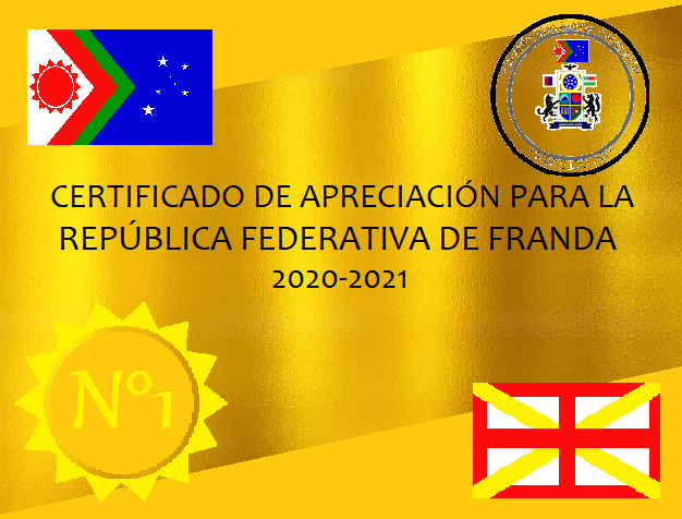 Gobiernofedera4's tweet photo. Mes del aniversario de Angosvria:
En honor se entrega el certificado apreciación de oro en honor al aniversario de relación bilateral entre Angosvria y Franda
#Angosvria #Franda #Micronations #Happyanniversaryofangosvria https://t.co/ocbIAnBmxF