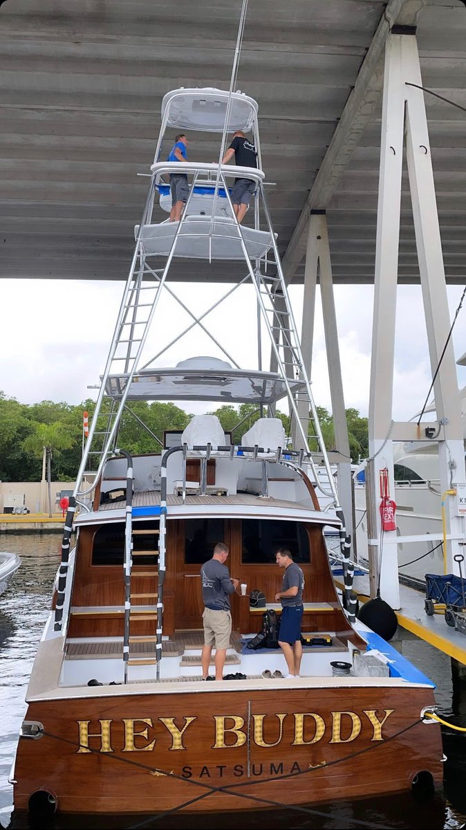 RollyMarine's tweet photo. Hey Buddy! Looking slick! This classic 1973 Rybovich sportfisher had such an extensive refit @RollyMarine that Bud will be reclassified as a new vessel by the Coast Guard.
#classic #classics #rybovich #boat #sportfishingboat #refit #shipyard #commandthesea #repair https://t.co/0dcfmyMwce