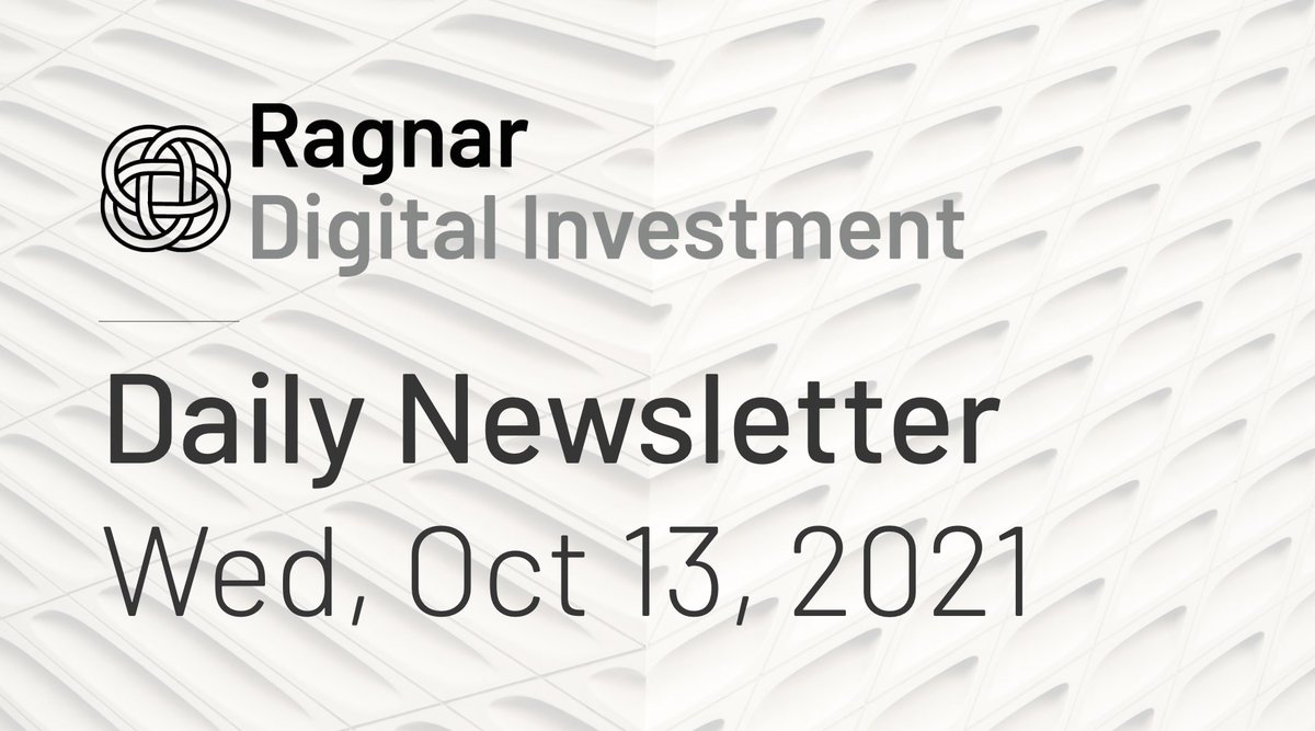 Ragnar_Capital's tweet photo. 10/13 Daily News
• #Coinbase  announces #coinbasenft  allowing users to easily mint and purchase NFTs
• #Binance  launched a $1 billion growth fund to spur on the adoption of blockchain and #BSC 
• IMF Warns Stablecoins Could Pose 'Contagion Risk' to Global Financial System https://t.co/RvQoKhekAz
