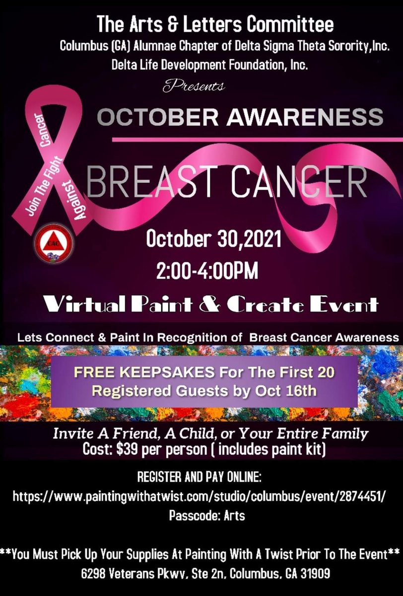 CAC_Chapter's tweet image. Lets Connect &amp;amp; Create Art For Breast Cancer Awareness

Join the Arts &amp;amp; Letters Committee for an evening of fun and creativity as we continue to celebrate Strength, Survivorship, Awareness, and Remembrance of Loved Ones. Donations can be given at wcgcc.org.