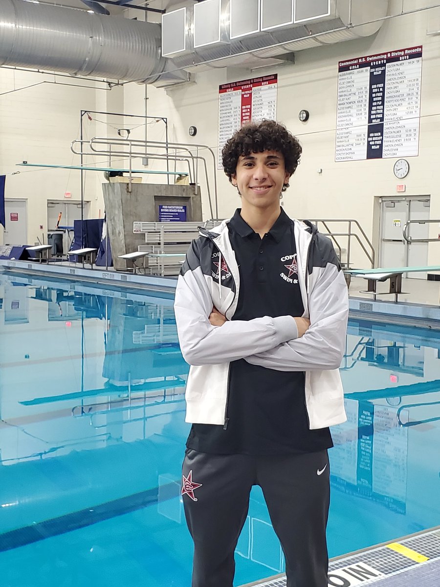 coppellswim's tweet photo. Congratulations to Coppell diver, Yassin Helaly! First 6 dive meet of the season and SHATTERED the school record! This is going to be a good year. #coppellHS #recordbreaker #coppellathletics https://t.co/L74K74OvMA