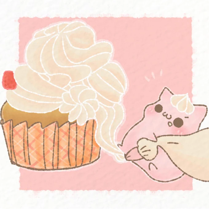 生クリーム!できた!
✨∩(o・ω・o)∩✨
#なぞせいぶつ #イラスト 