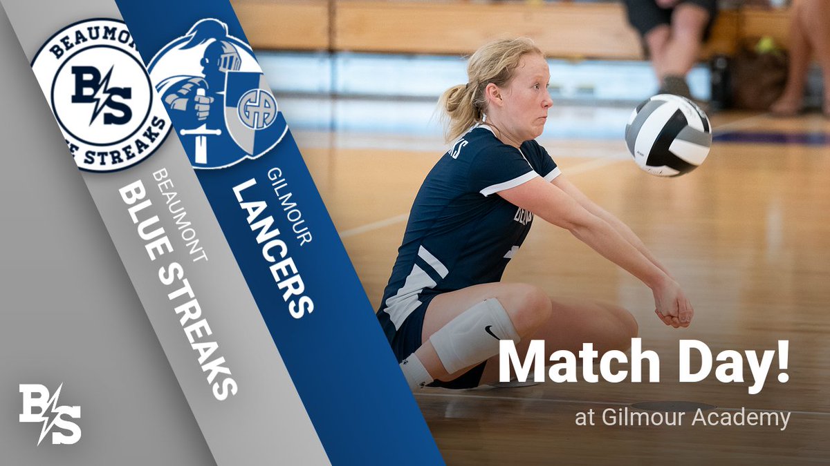 BlueStreaksAD's tweet photo. Good luck to @BeaumontVBall in the final tripleheader of the season! We’re heading to Gilmour Academy to take on the Lancers and the freshmen will get the tripleheader going at 4:30 p.m.

Stream: https://t.co/zIs8efzRl0

(1/2) https://t.co/Qqq2KgQBjy
