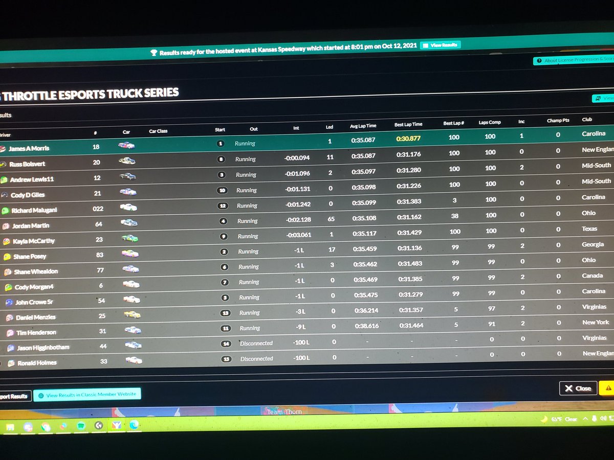 DeadPoolRCN's tweet photo. Got my first league race win tonight @kansasspeedway I got to thank @KaylaMc14892851 @Ayy_itsFluffy @C4Motorsports and everyone else apart of this team now, we're locked 🔒in for the final 4 at championship at @phoenixraceway https://t.co/8h7dESPDrt