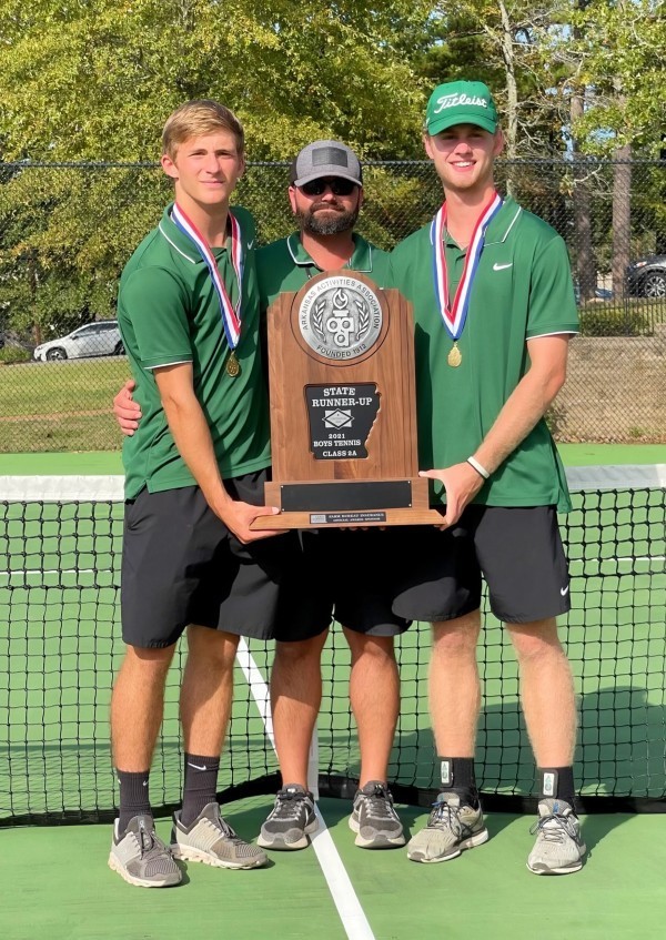 WSEagles's tweet photo. Doubles team Asa Carr and Travis Gentry, coached by coach Devin Carr, won the boys doubles state title today, and the boys team captured state runner-up honors. Last year, Gentry won the doubles title with Ashton Klepko, who graduated in May, and the team also finished runner-up. https://t.co/9JC1VyckZH