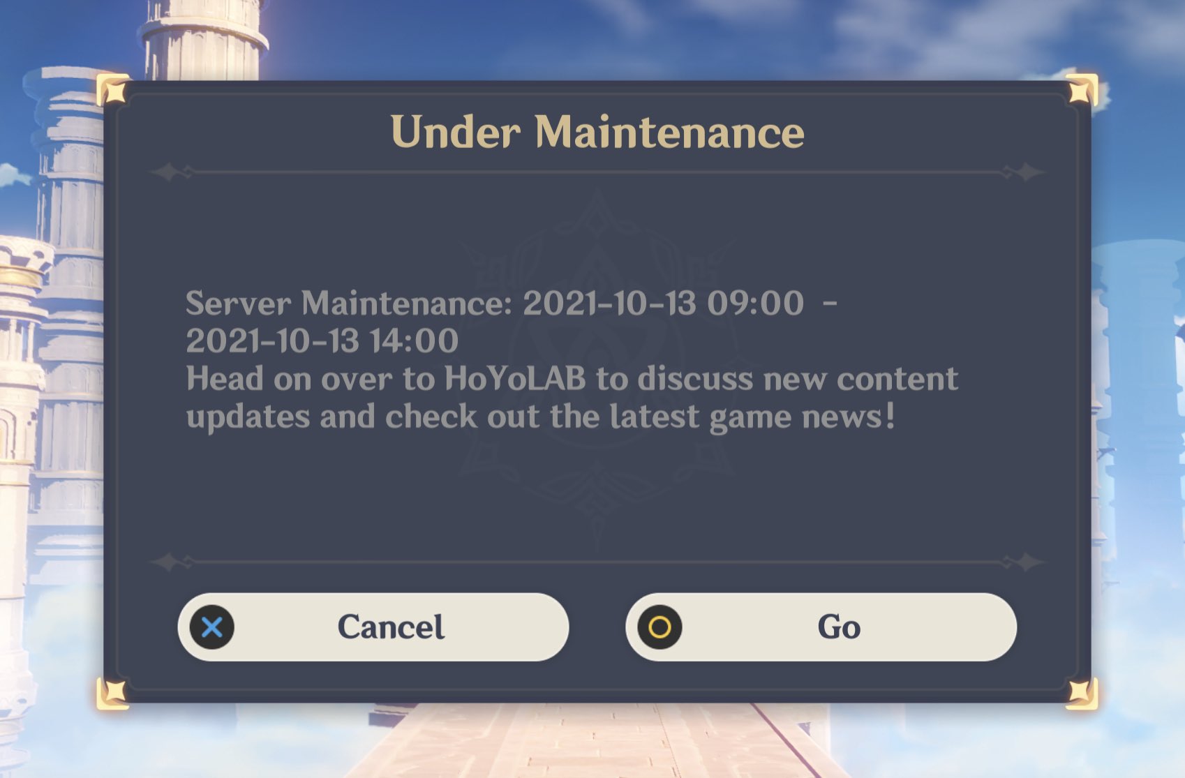 Genshin Update on Twitter "Maintenance officially began. We are now