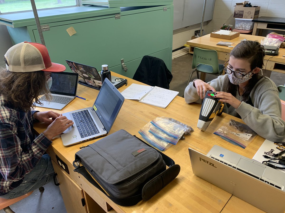 heidimountains's tweet photo. Lots of soils collected before the snow came today. Now, we are doing lab work to look at elements in the soil, including carbon & nitrogen & metals. #MasksOn #LearningLots #EnvironmentalScience https://t.co/kucNxQolyP