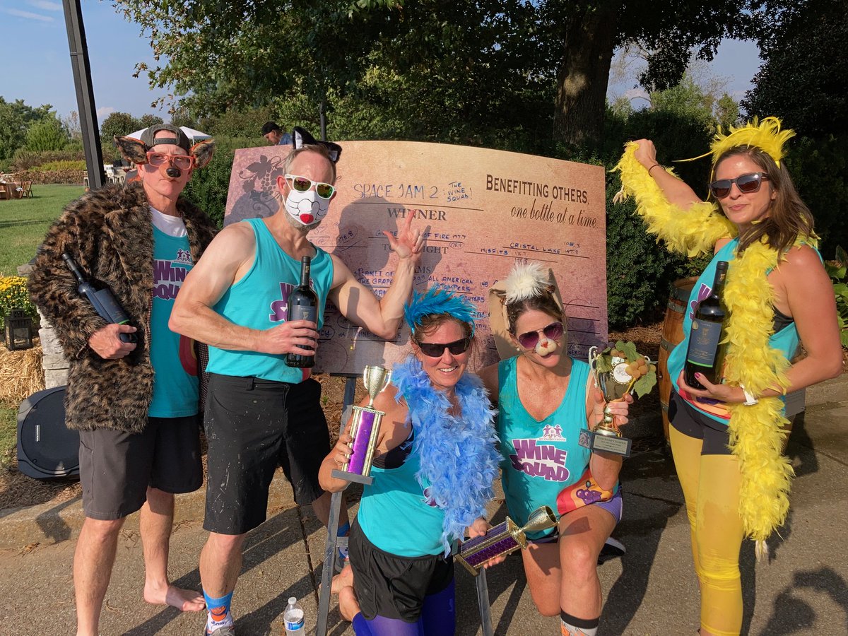 MyFriendsTN's tweet photo. Every year MFH participates in @avintageaffairtn's  Grape Stomp. We've never won the stomp or costume contest-til now. 

The Wine Squad won both stomp championship and costume contest—never been done before!

#myfriendshousetn 
#grapestomp2021 
#AVintageAffair 
#championsatlast https://t.co/NSpshR9Cgk