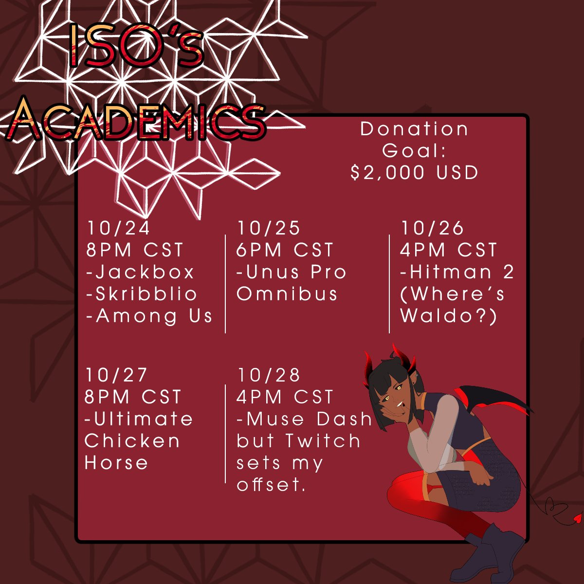 IsometricsCH's tweet photo. Ya boy is about ready to graduate! However in order to enroll next year I have to pay $2k. It was initially 5k but I was able to pay 3k on my own. To raise the rest of it I'm having a Stream Week(10/24-30)!
We hope to see you there! (Bubby pic is a bonus! He will be there too!) https://t.co/HvsZcsweIF
