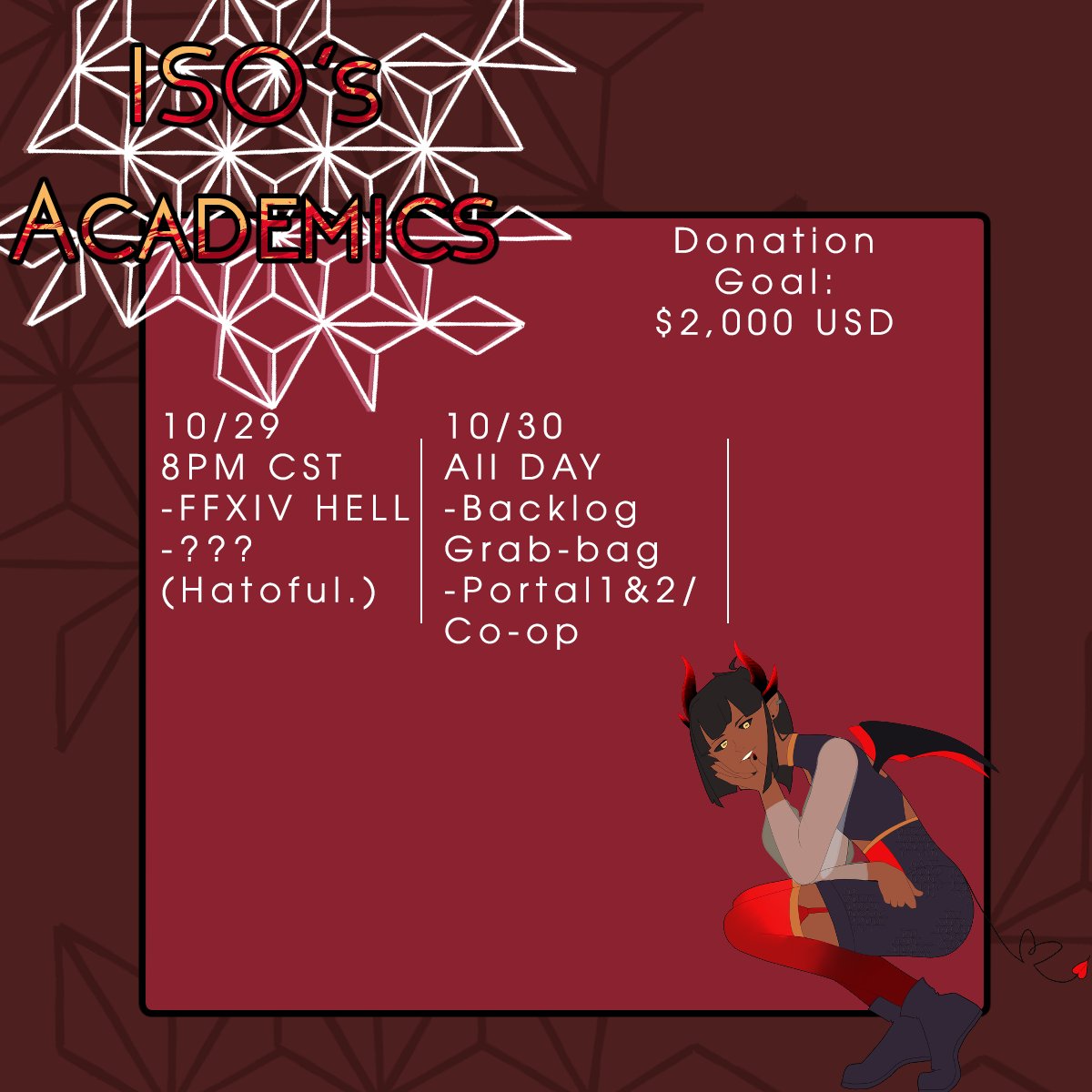 IsometricsCH's tweet photo. Ya boy is about ready to graduate! However in order to enroll next year I have to pay $2k. It was initially 5k but I was able to pay 3k on my own. To raise the rest of it I'm having a Stream Week(10/24-30)!
We hope to see you there! (Bubby pic is a bonus! He will be there too!) https://t.co/HvsZcsweIF