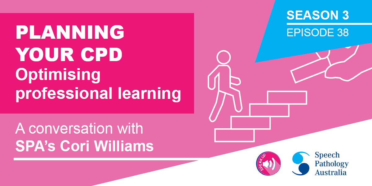 SpeechPathAus's tweet image. In this week’s episode of the Speak Up podcast, Davina Lo, from our Early Career Reference Group, chats with our very own Cori Williams (@Cori_SPA) about the “Planning Your CPD” resource. #WeSpeechies #SLPeeps  soundcloud.com/speechpatholog…