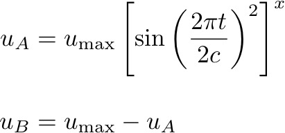 mixotrophe's tweet photo. Re-discovered an old trick about raising #sine functions to a power, courtesy of @AndreasNorlin. If only I could "square off" the maxima as well as the minima, then more #funwithfungi (in varying environments) could commence! (u_A = black; u_B = blue) #figaday 49/n https://t.co/BEHR5LaCZq