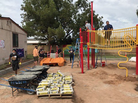 PhoenixToolBank's tweet photo. It has been a minute but we are excited to see #bluetools building playgrounds again and supporting our local nonprofits ππ! We hope @ANewLeafAZ kids LOVE their new @kaboom play area thanks to @FiestaBowlCFBP charities and @SRPconnect and some sweet tools of course π https://t.co/bbsh5QQDMu