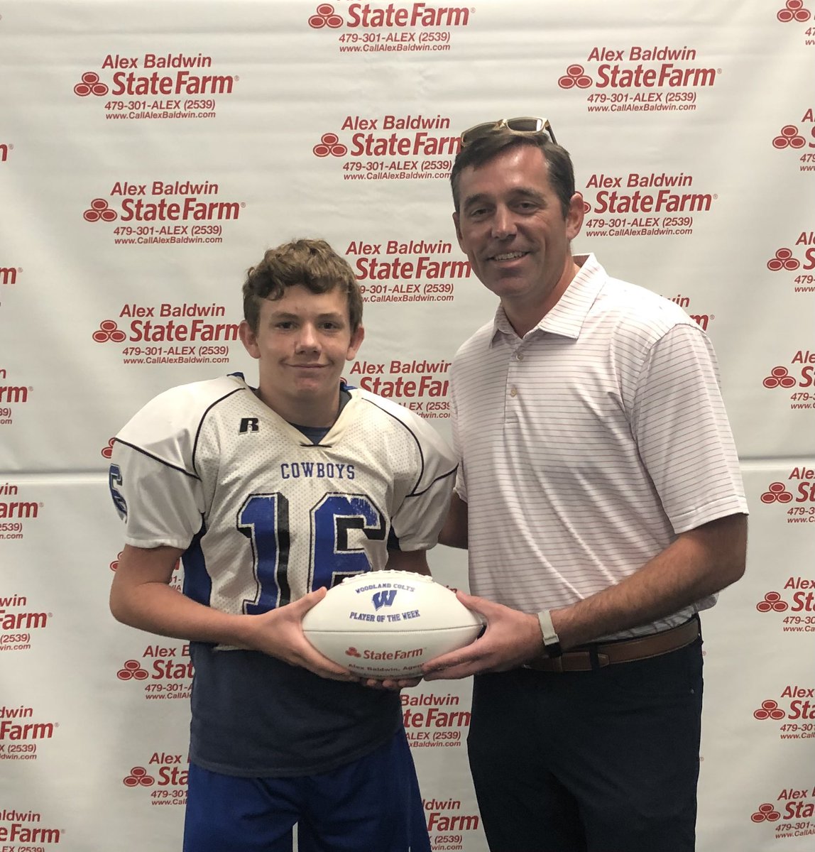 WJHSColtsFB's tweet photo. Congratulations to the Alex Baldwin State Farm player of the game vs Washington, James Nolen! https://t.co/hecUZky7r2