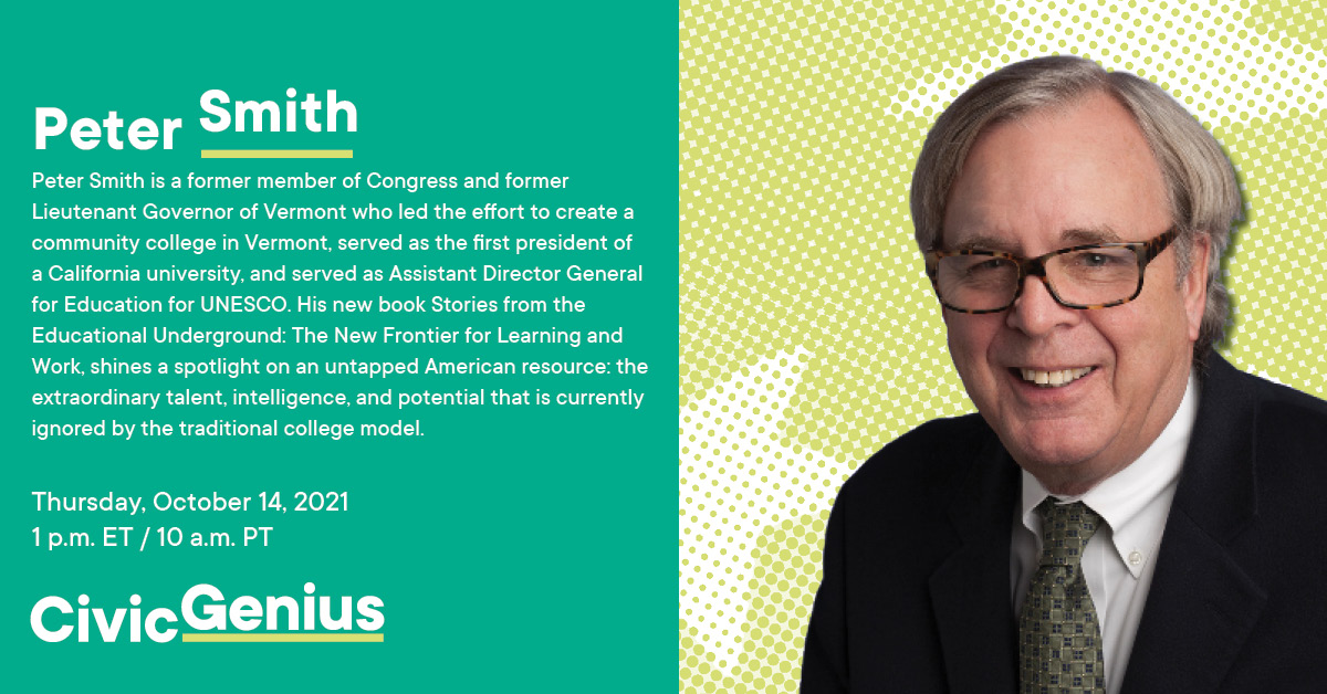 Join me on Thursday, October 14 at 1 p.m. ET / 10 a.m. PT, to talk about my new book, Stories from the Educational Underground: The New Frontier for Learning and Work with Jillian Youngblood, executive director of Civic Genius. 
us06web.zoom.us/webinar/regist…
 <a href="/umdglobalcampus/">University of Maryland Global Campus</a>