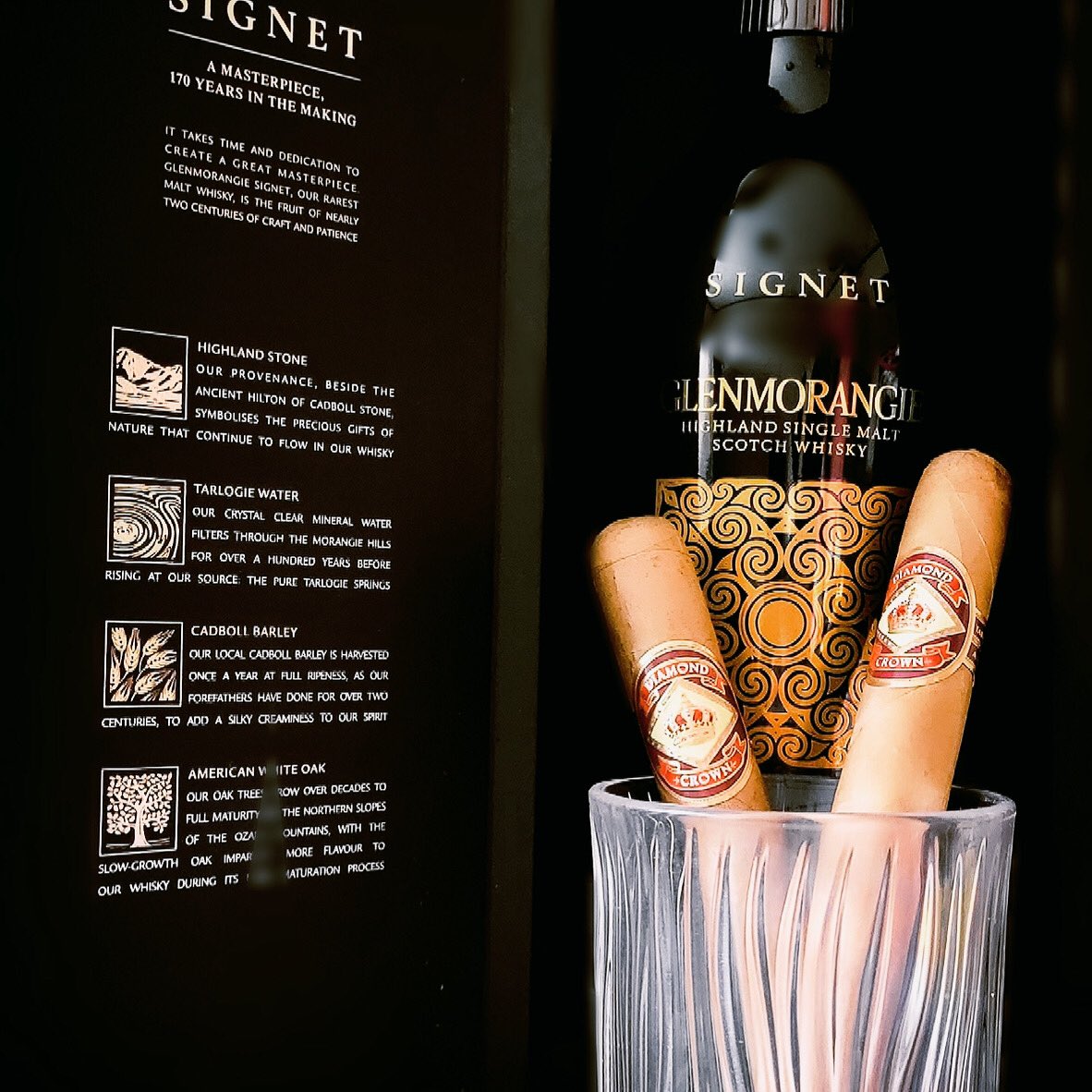 Glass of <a href="/glenmorangie/">glenmorangie</a> Signet and a Diamond Crown cigar from <a href="/JCNewmanCigars/">J.C. Newman Cigar Co.</a>? Doesn’t get much better than that. #classy 
What are you enjoying tonight? 

#scotchwhisky #cigars
#diamondcrowncigars #cigar #cigaraficionado #whisky #goodnight #goodvibes