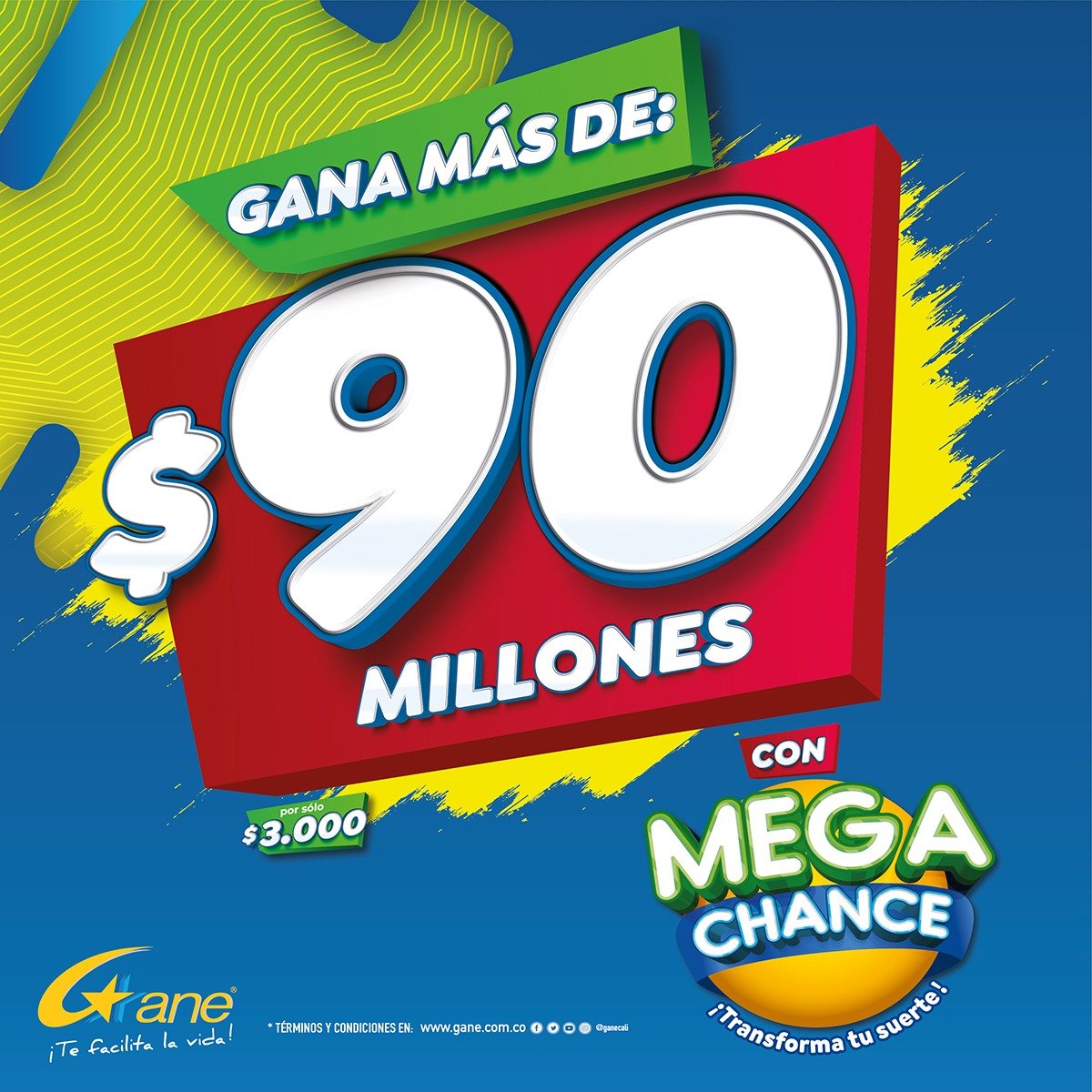 EnterateCali's tweet photo. ๐ยกTransforma tu suerte con #MEGACHANCE !๐Que esperaras para adquirirlo en los mรกs de 1.200 puntos de servicio #GaneCali ๐ฅ https://t.co/PYNb83M2B0