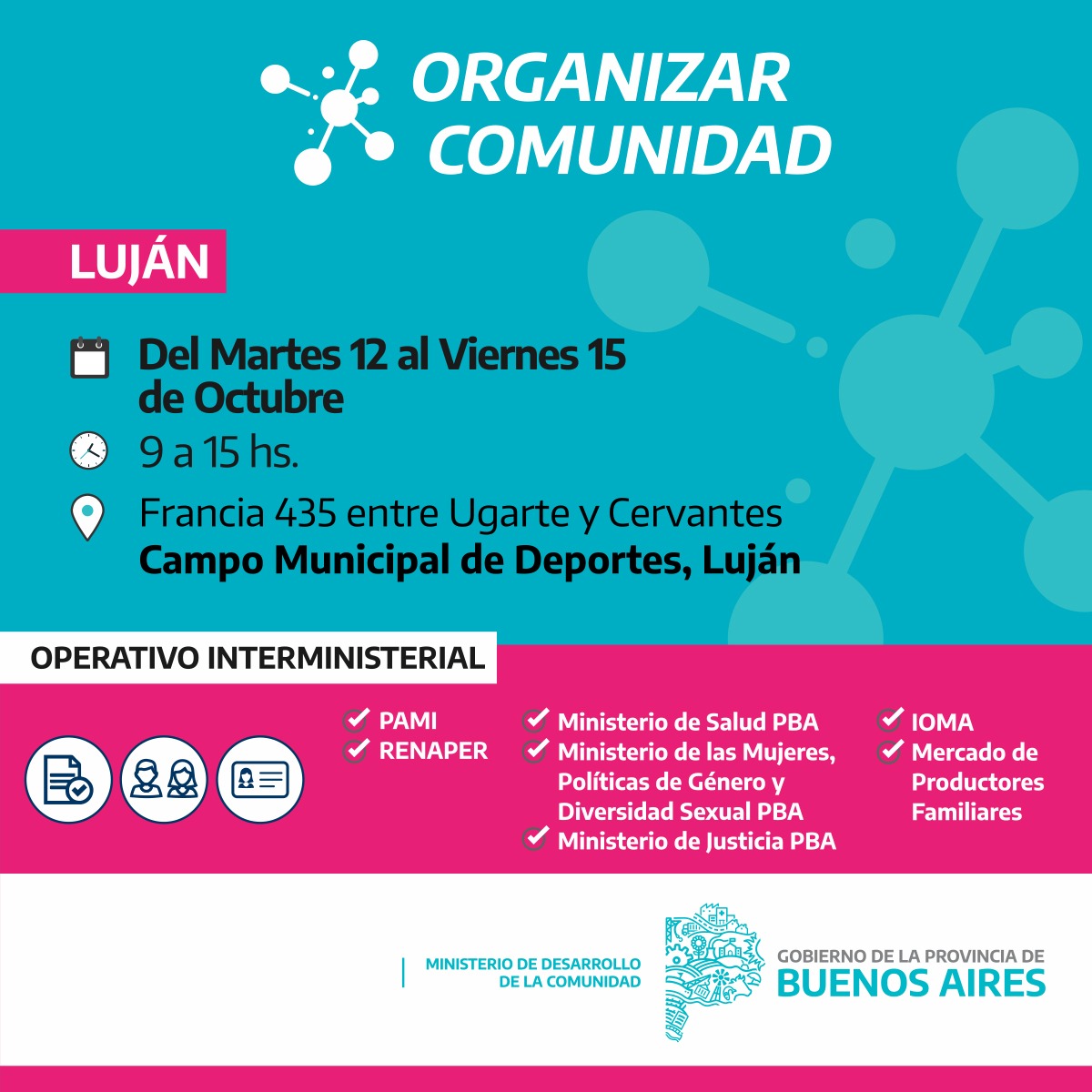 comunidadpba's tweet photo. #OrganizarComunidad en #Lujan

🗓  Martes 12/10, Miércoles 13/10, Jueves 14/10, Viernes 15/10

🕢 9 a 15hs.

📍Francia 435 entre Ugarte y Cervantes. Campo Municipal de Deportes. https://t.co/kdo19pEv5l