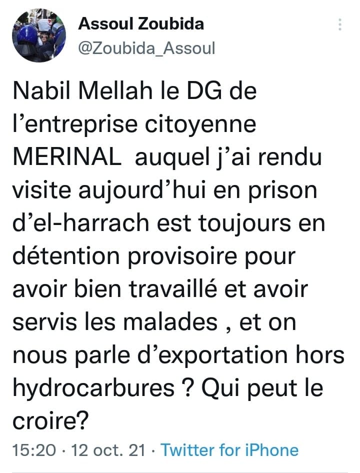 goulessah's tweet photo. Curieux.
Le tweet a changé de contenu.
Nabil Mellah n'est plus condamné pour "avoir bien travaillé" (article 217 du code pénal) et "avoir servi les malades" (article 357).
Avec des avocats comme Assoul, Mellah va en prendre pour dix ans. https://t.co/oCyY9LvOx3