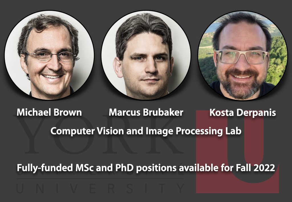 We have fully-funded MSc and PhD positions in #ComputerVision and #MachineLearning at <a href="/YorkUniversity/">York University</a> <a href="/LassondeSchool/">Lassonde School</a> #Toronto for Fall 2022!  

Interested?  Please consider filling out the following form: forms.gle/GJwZ5AbeodvNYf…