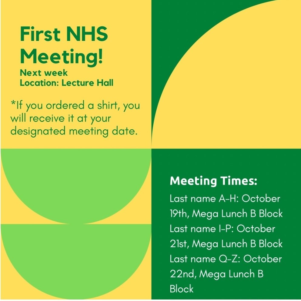NhsLths's tweet photo. Don't miss the fall @LebanonTrailHS NHS meeting next week. https://t.co/54tDstGVZx