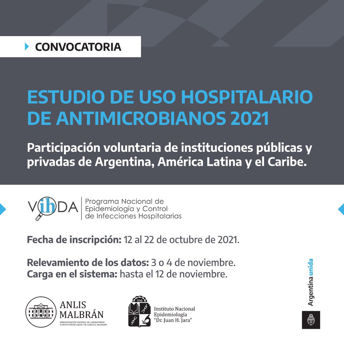 El estudio UHAM se lleva a cabo en todos los hospitales y es gestionado por el Programa Nacional VIHDA, con sede en el Instituto Nacional de Epidemiología “Dr. Juan H. Jara” de la ANLIS Malbrán.
Para mayor información ingresar: vihda.gov.ar/uham

@msalnacion @PascualFidelio