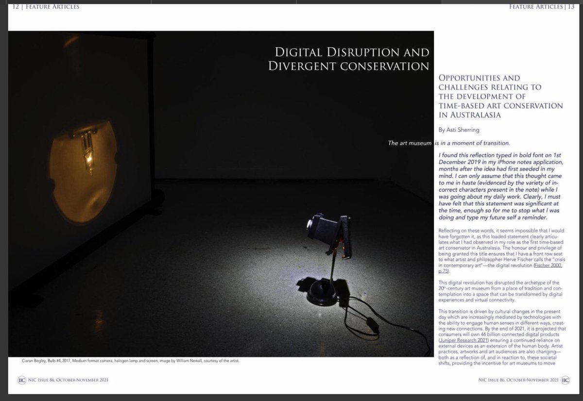 astisherring's tweet photo. I wrote a feature article for @IIC_ on #digitalart #digitaldisruption in the #museum and #timebasedart #conservation Check it out here or links to the interactive magazine issue: https://t.co/HUd0tnACzw
and the PDF version: https://t.co/SrsB4tBbkW https://t.co/aMQzphjC1S