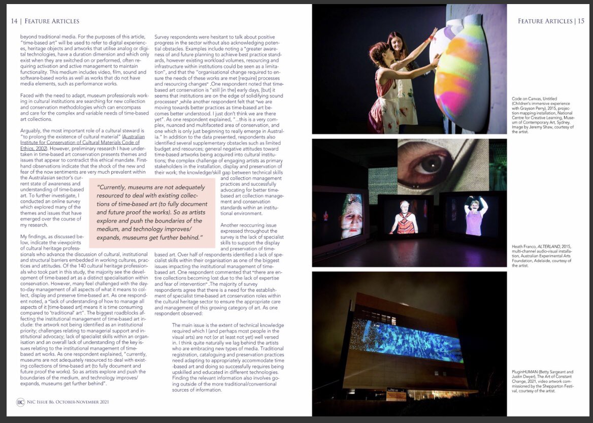 astisherring's tweet photo. I wrote a feature article for @IIC_ on #digitalart #digitaldisruption in the #museum and #timebasedart #conservation Check it out here or links to the interactive magazine issue: https://t.co/HUd0tnACzw
and the PDF version: https://t.co/SrsB4tBbkW https://t.co/aMQzphjC1S