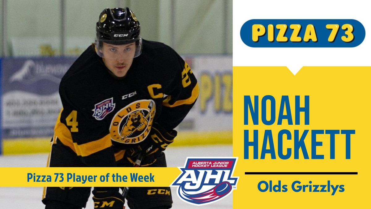Forward Noah Hackett <a href="/GrizzlysAJHL/">Olds Grizzlys</a> is the <a href="/pizza73/">Pizza 73</a> AJHL Player of the Week with six points from October 4th-10th.  The 19 year-old picked up three <a href="/ViterraCanada/">Viterra Canada</a> AJHL Star of the Game awards through four games played over the week ajhl.ca/media-centre/n…