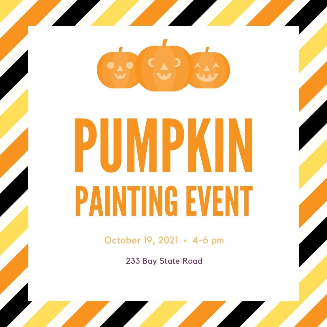 buambass's tweet photo. Join us next Tuesday at 233 Bay State Road for some pumpkin painting! Show off your artistic skills and hang out with your fellow tour guides 🎃 https://t.co/0ZRUyJ4g8e